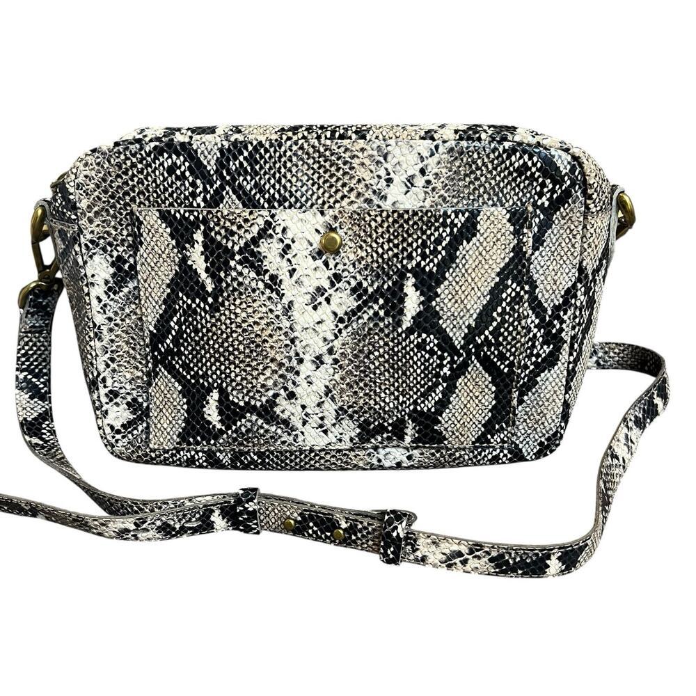 Madewell Snake Embossed The Large Transport Camera Bag Crossbody Tan Brown